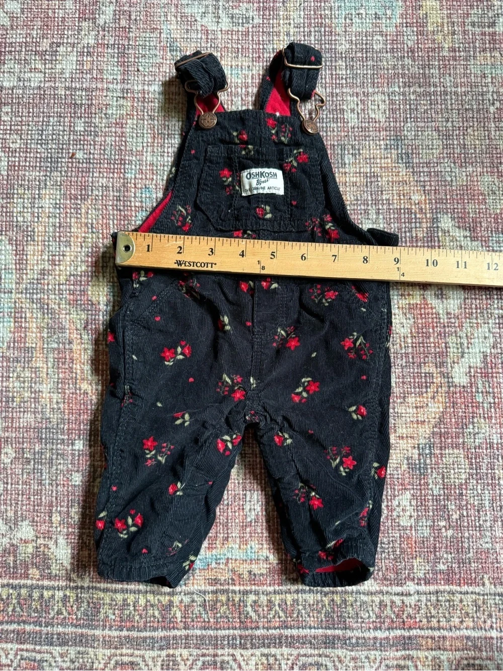 OshKosh B'gosh Black Floral Corduroy Baby Overalls 3M